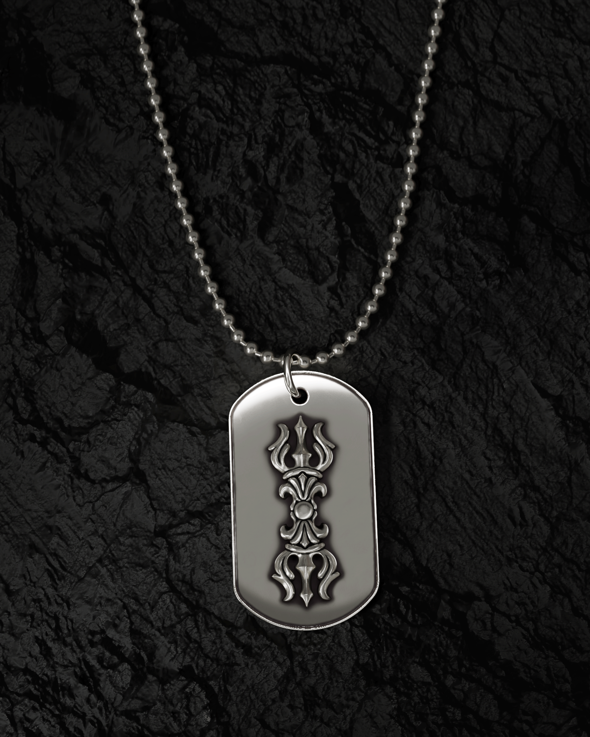 AMITABHA Vajra Dogtag — 925 sterling silver, front view