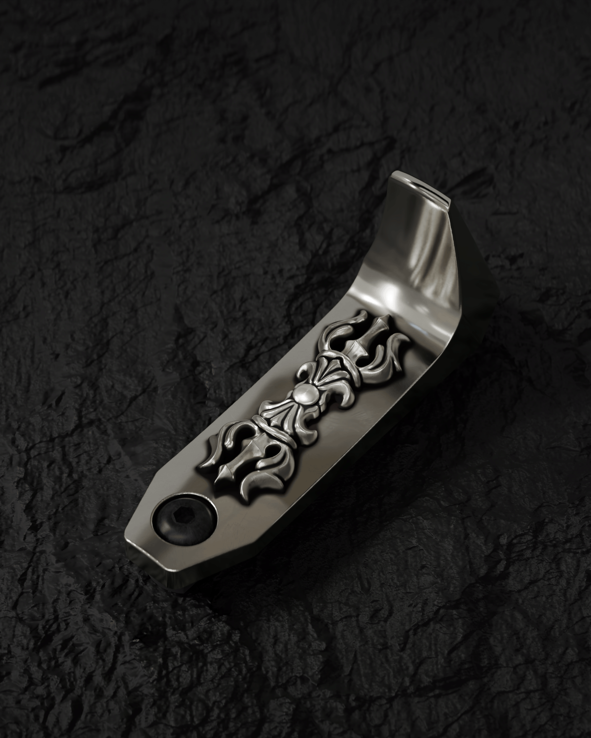  AMITABHA Vajra Hand Stop — 925 sterling silver, top view