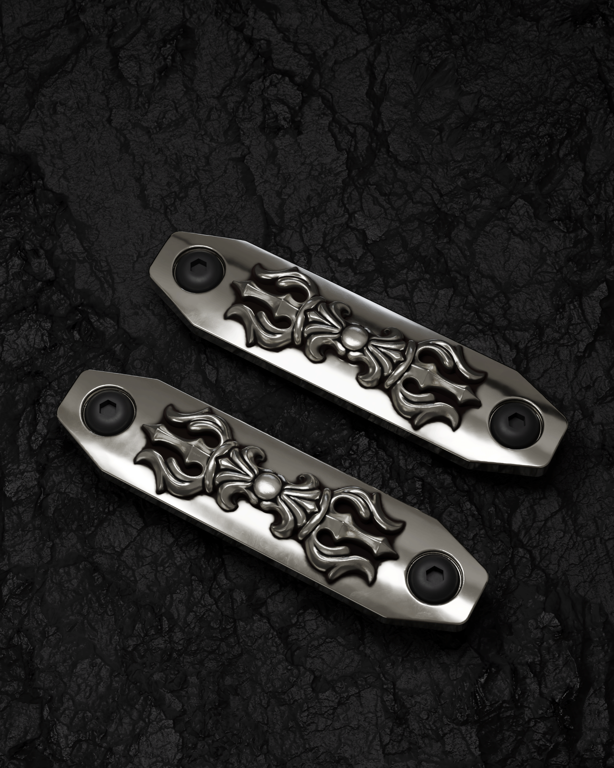AMITABHA Vajra Rail Cover — 925 sterling silver, top view